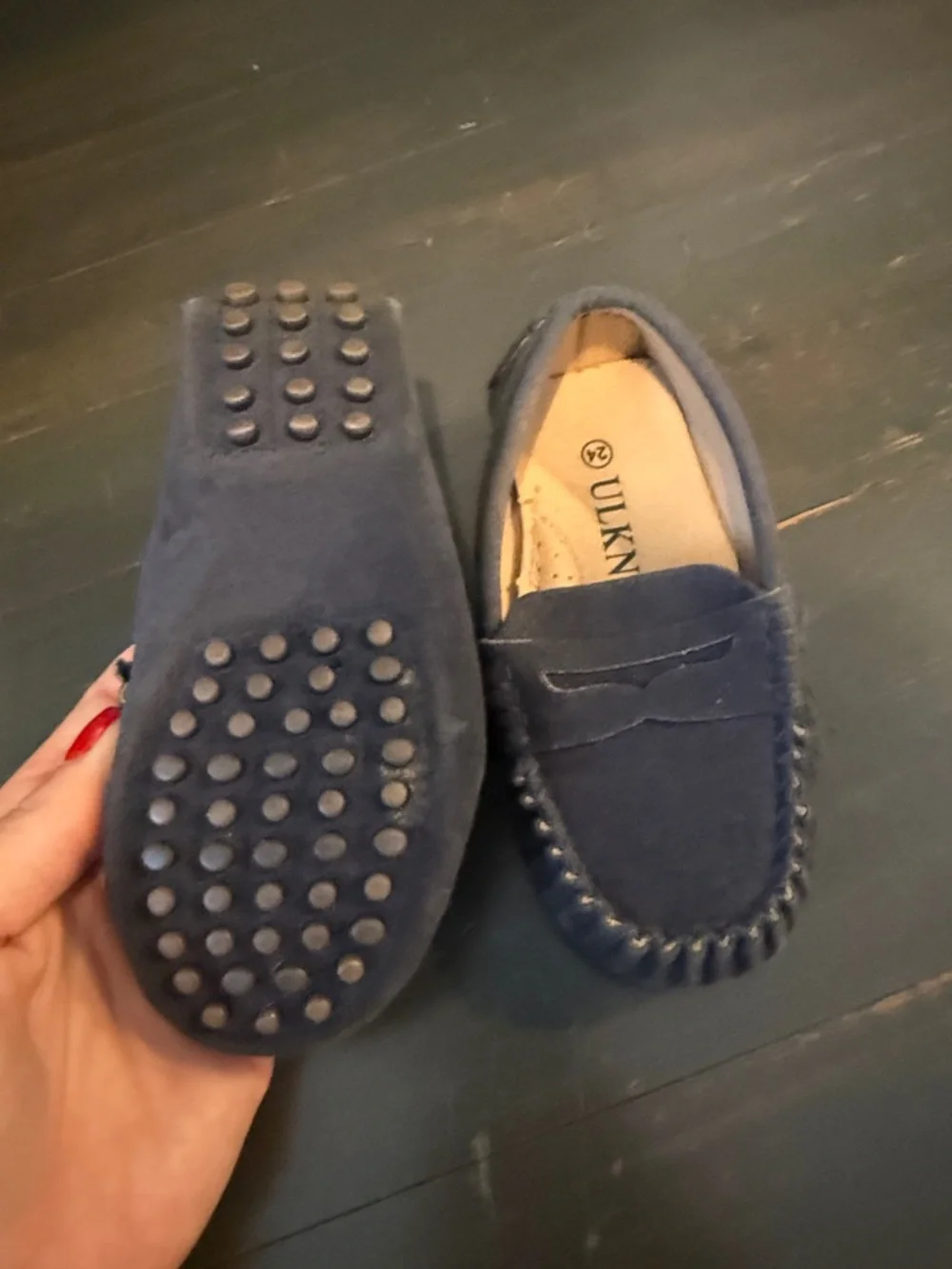 Baby Navy Suede Moccasin Loafers